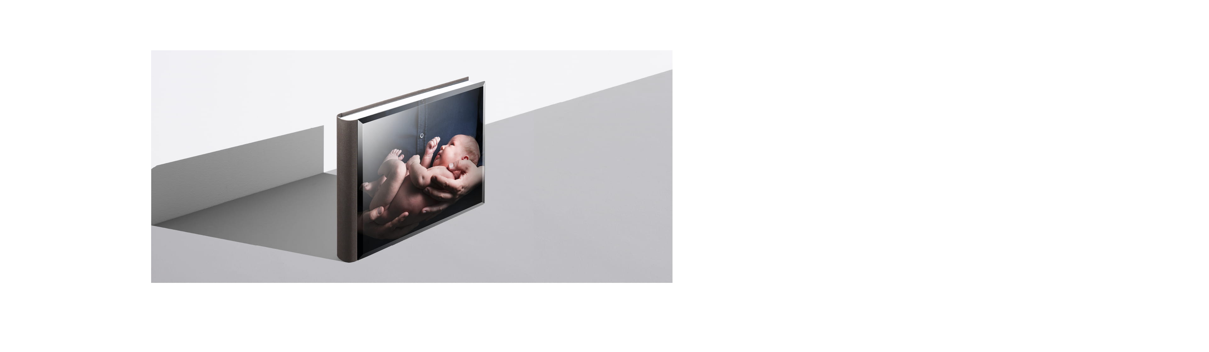 flush mount album with a newborn photo on cover